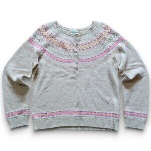 St Johns Bay Womens Sweater Fair Isle Cotton Angora Blend Vintage Size Medium